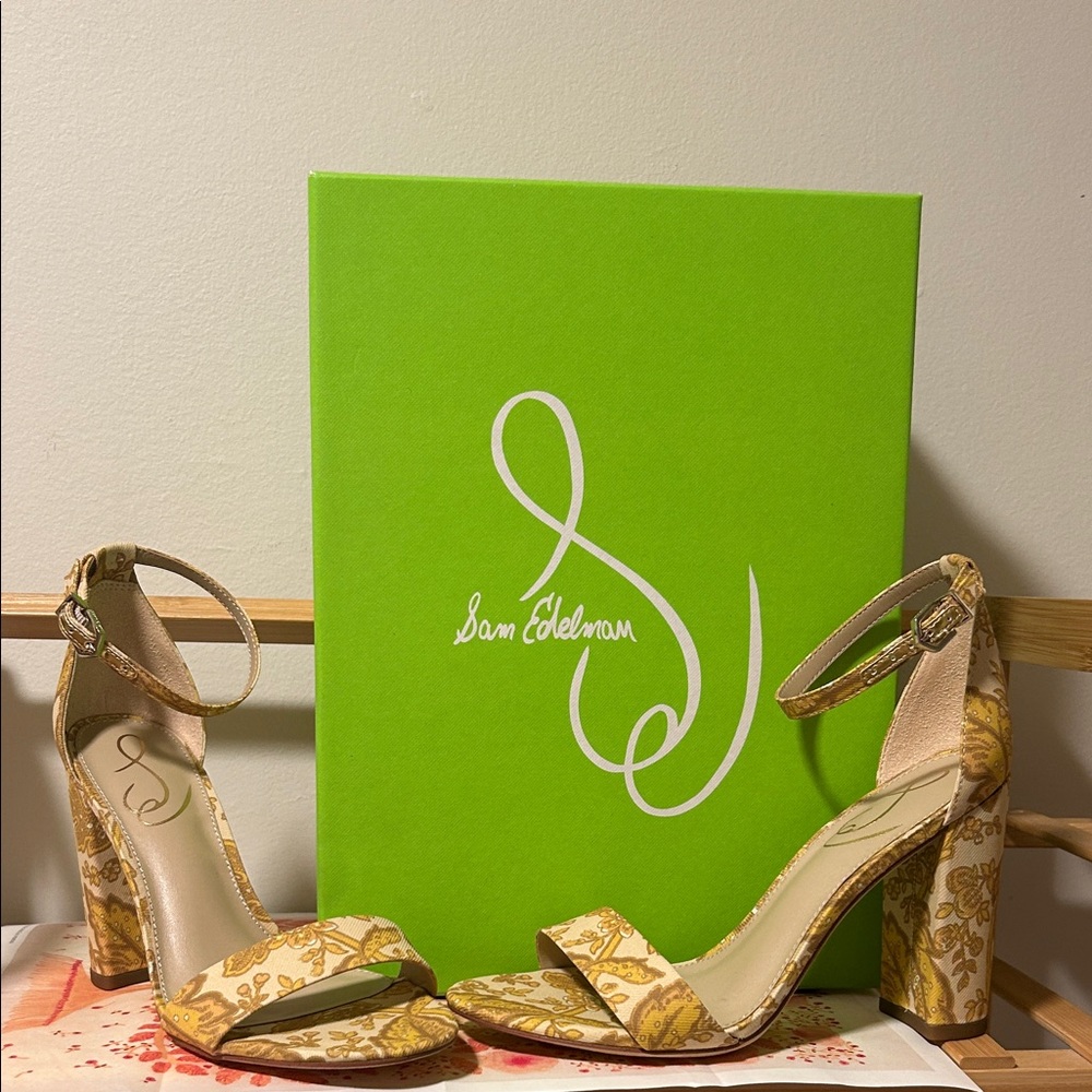 Sam Edelman Yaro Tumeric Multi Patterned Heels Size 6.5 - Picture 2 of 7